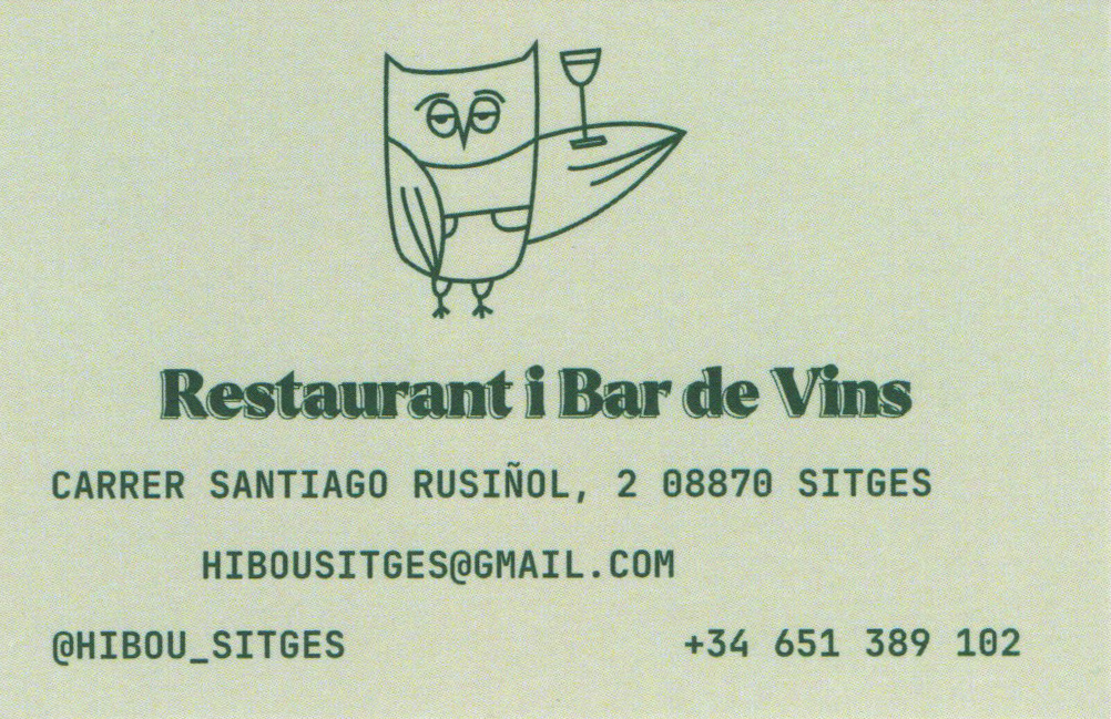 Tarjeta del restaurante Hibou Sitges